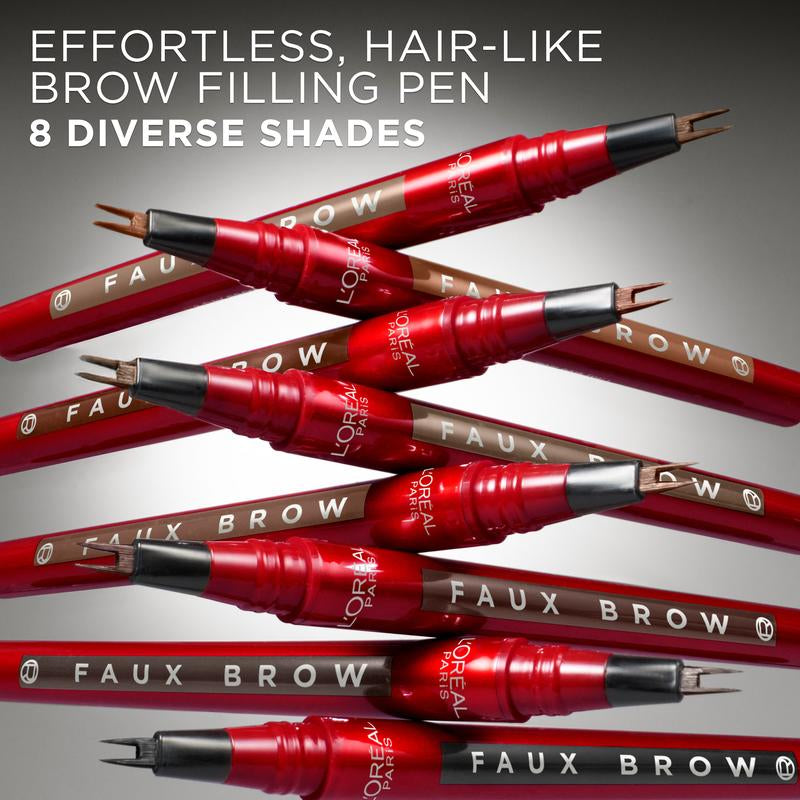 Faux Brow, Hair-Like, Filling Eyebrow Pen with Double-Brush Tip, Fast & Precise Eyebrow Makeup, L'Oreal Paris