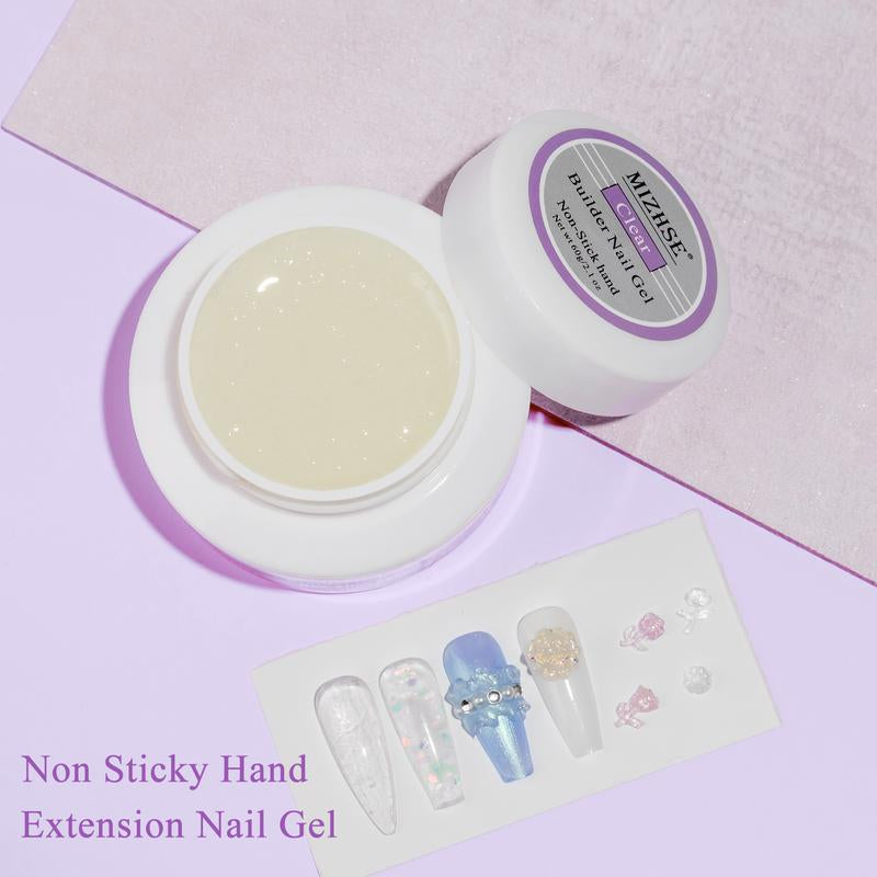 MIZHSE Solid Builder Gel for Nails, 60G Large Capacity Clear Hard Gel for Nails 3D Sculpting Gel Non-Sticky Hand Carving Gel U V/LED Nail Extension Gel with 3D Silicone Mold Nail Art Salon Home DIY