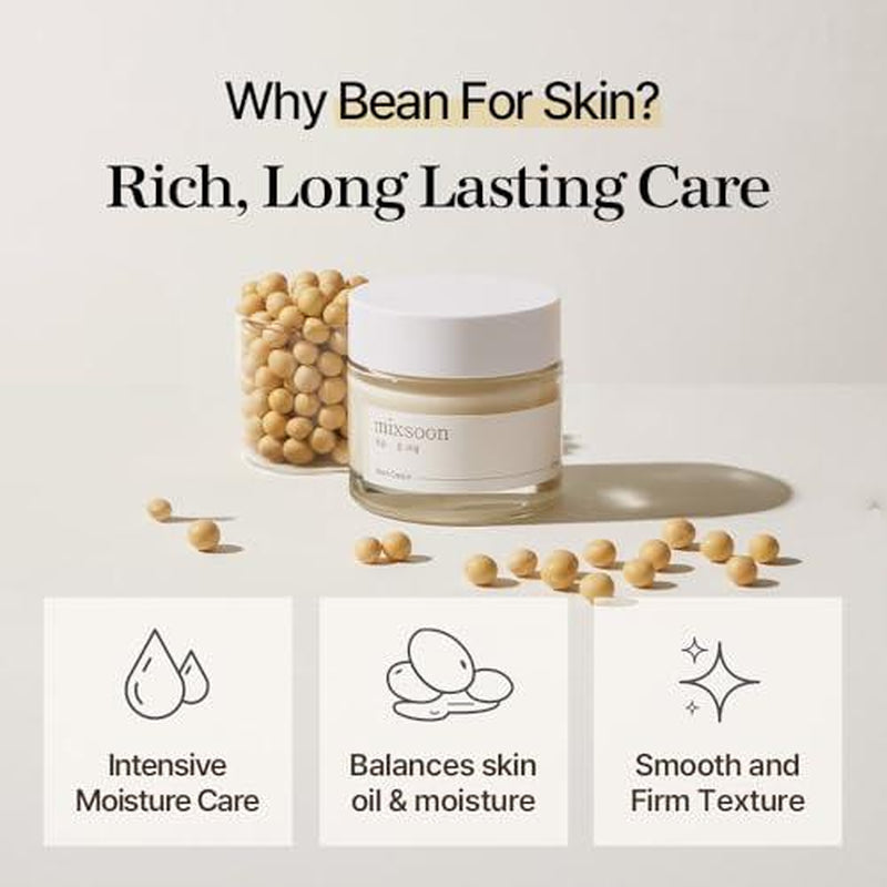 [Mixsoon Official Shop] Bean Cream 1.69 Fl.Oz / 50Ml - Intensive Facial Cream, Korean Moisturizer for Glass Skin