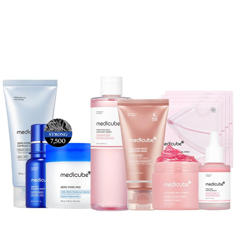 [Medicube Official] Affordable Glass Glow Skincare Set | Includes 8 TOP-SELLING Products for Gentle Skin Renewal