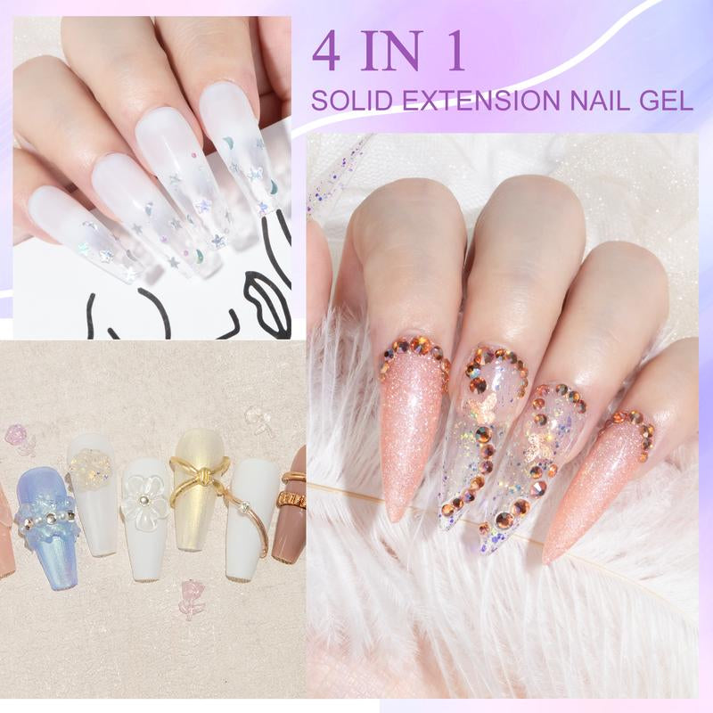 MIZHSE Solid Builder Gel for Nails, 60G Large Capacity Clear Hard Gel for Nails 3D Sculpting Gel Non-Sticky Hand Carving Gel U V/LED Nail Extension Gel with 3D Silicone Mold Nail Art Salon Home DIY