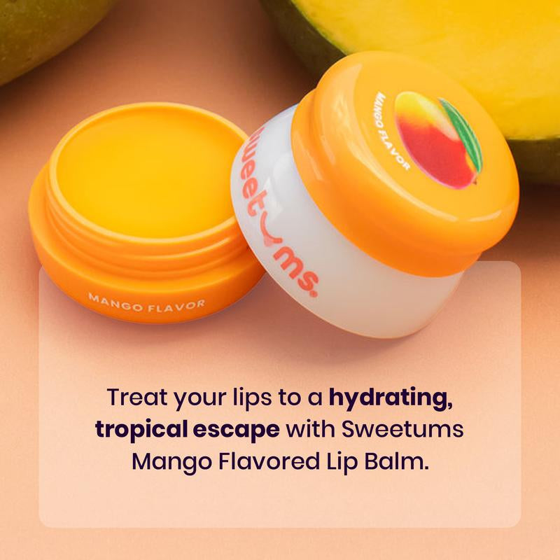Sweetums Mango Flavored Lip Balm - Smooth and Refreshing Hydrating Formula with Built-In Mirror & Applicator, Vegan & Cruelty-Free - Skincare